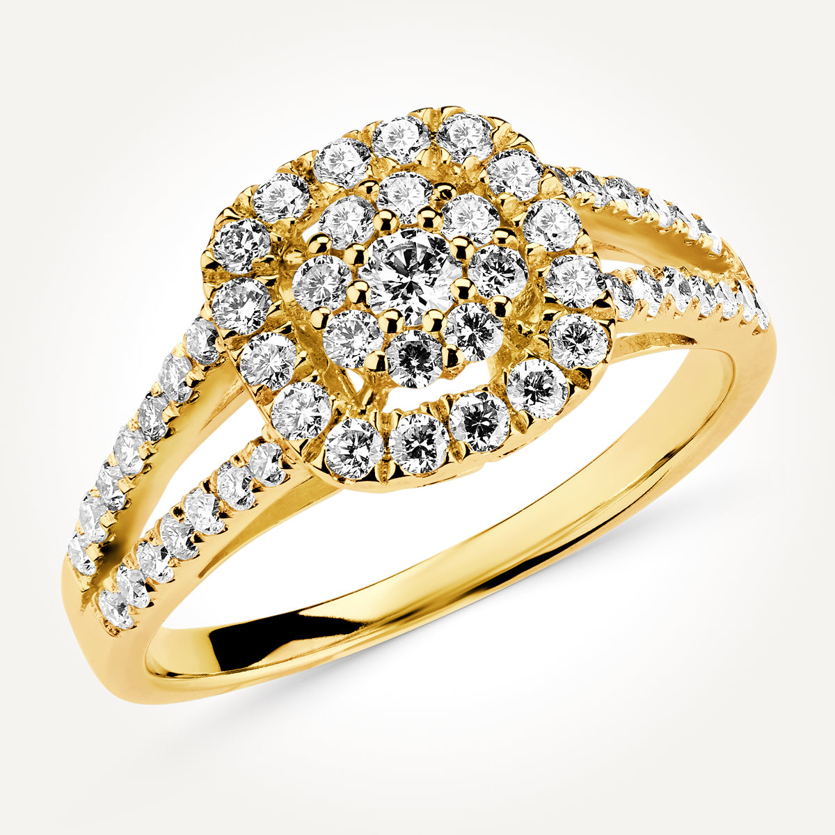 14KT White Gold Flower Cushion Halo Ring 
