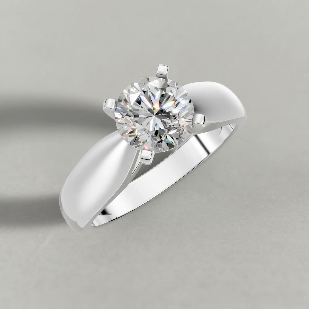 Sweeping Cathedral Solitaire Engagement Ring (3305) in Platinum from top 3/4 angle