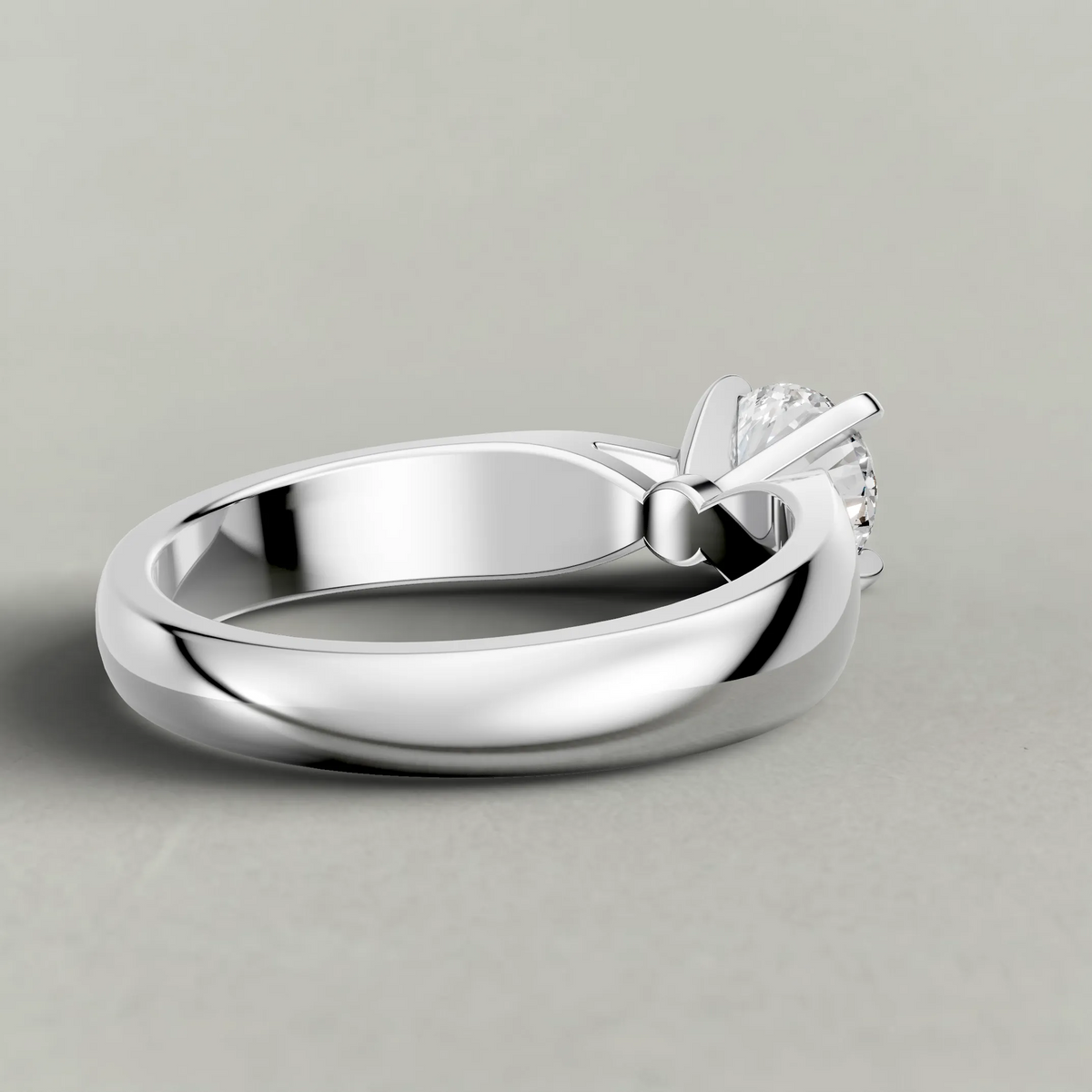 Sweeping Cathedral Solitaire Engagement Ring (3305) in Platinum from back angle