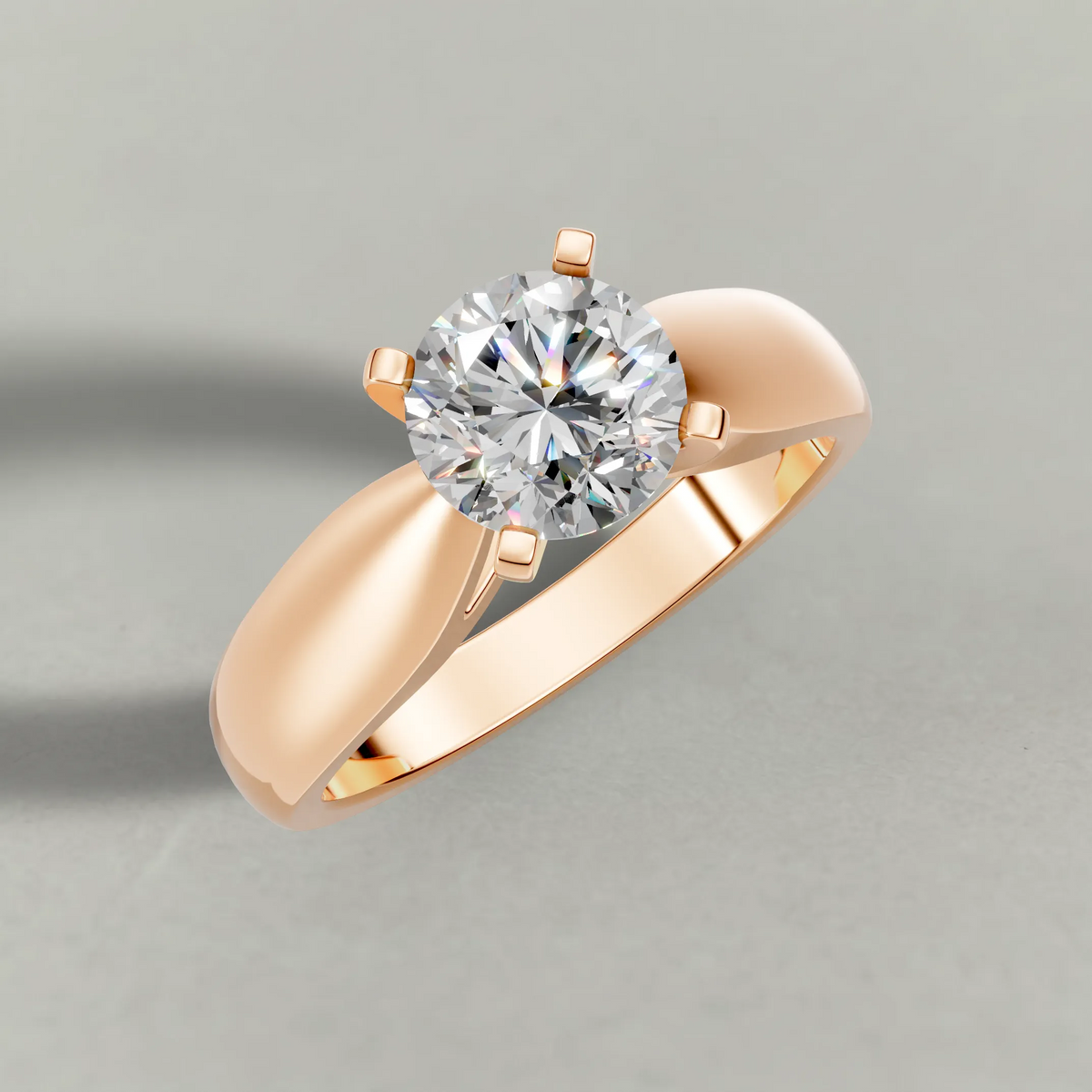 Sweeping Cathedral Solitaire Engagement Ring (3305) in Rose Gold from top 3/4 angle