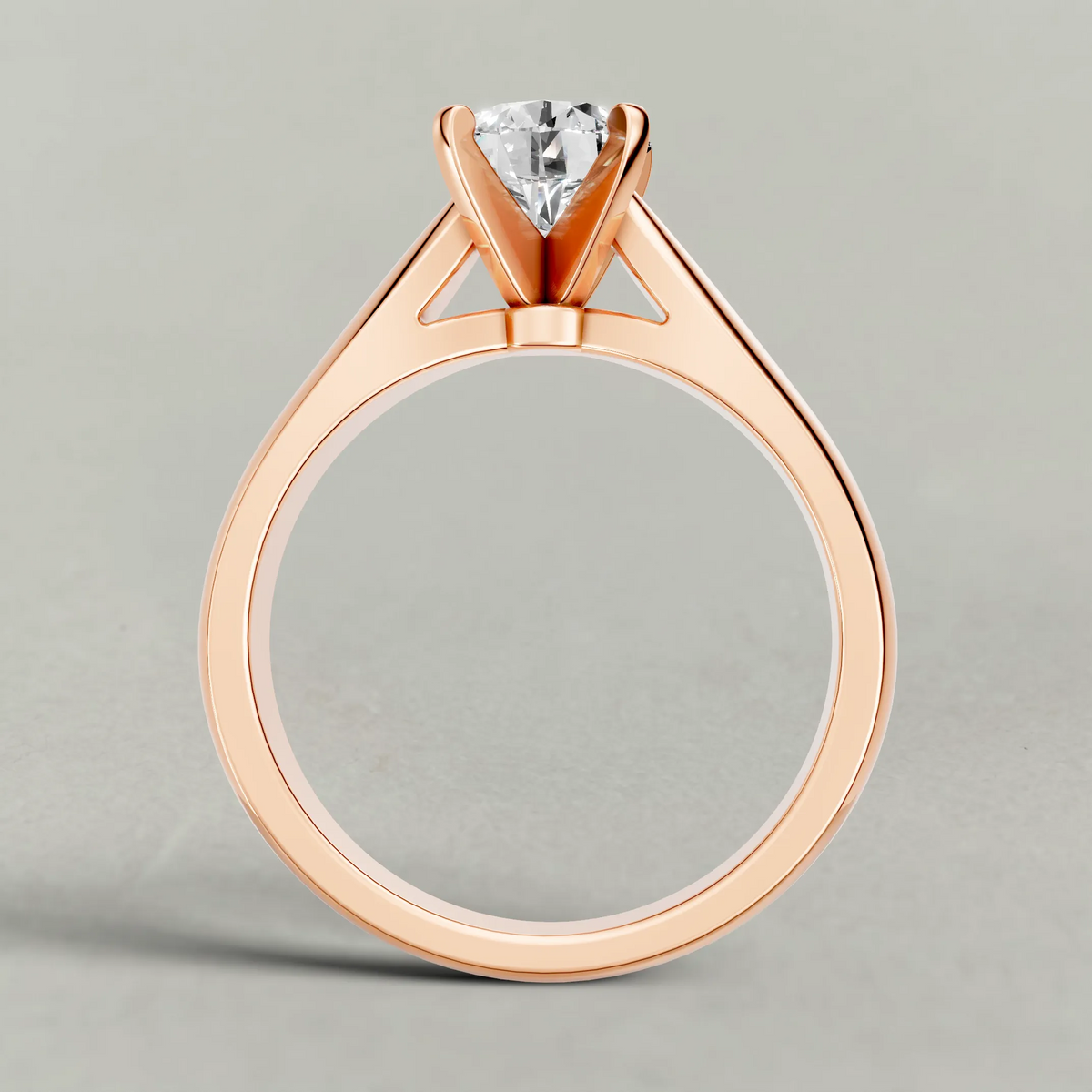 Sweeping Cathedral Solitaire Engagement Ring (3305) in Rose Gold from front angle