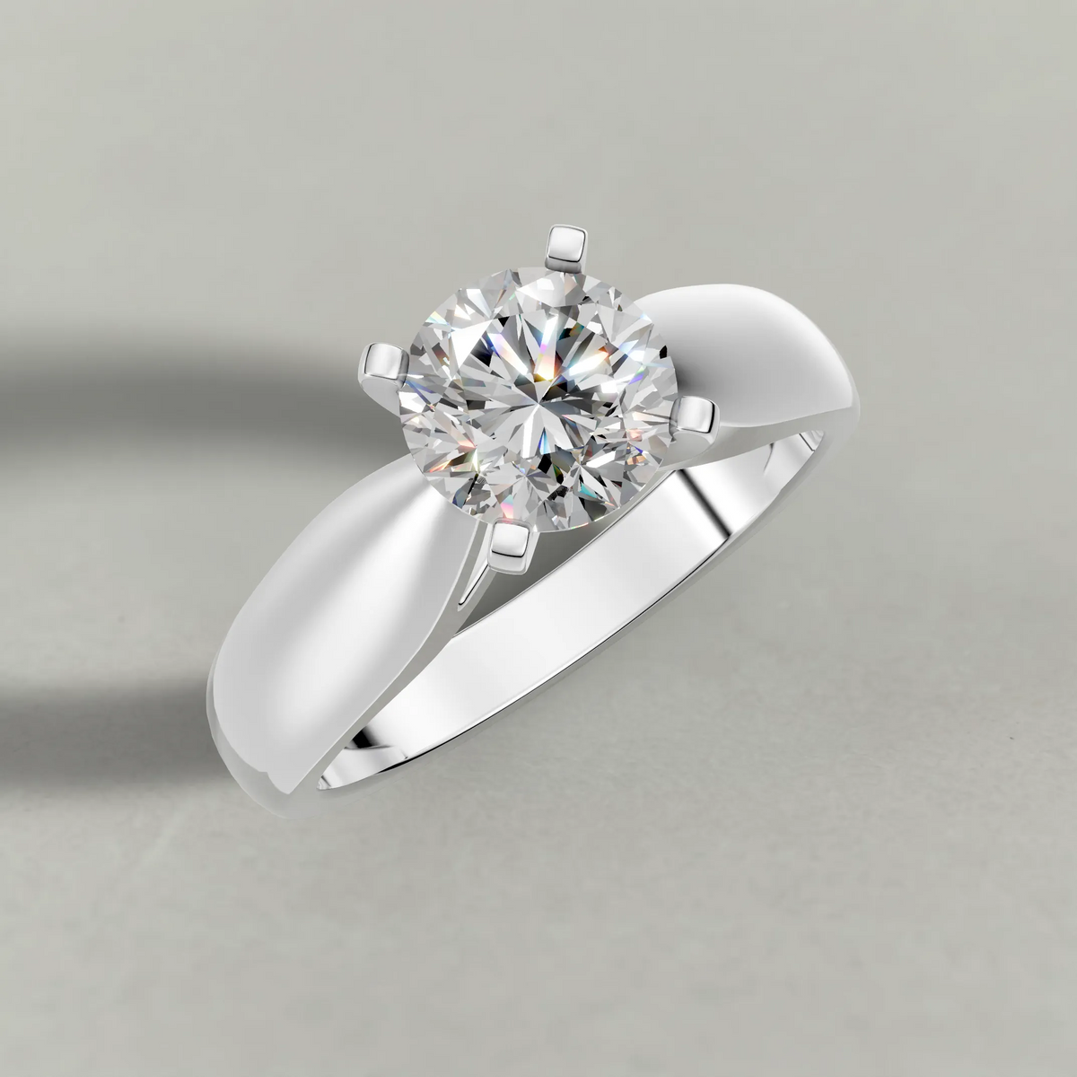 Sweeping Cathedral Solitaire Engagement Ring (3305) in White Gold from top 3/4 angle