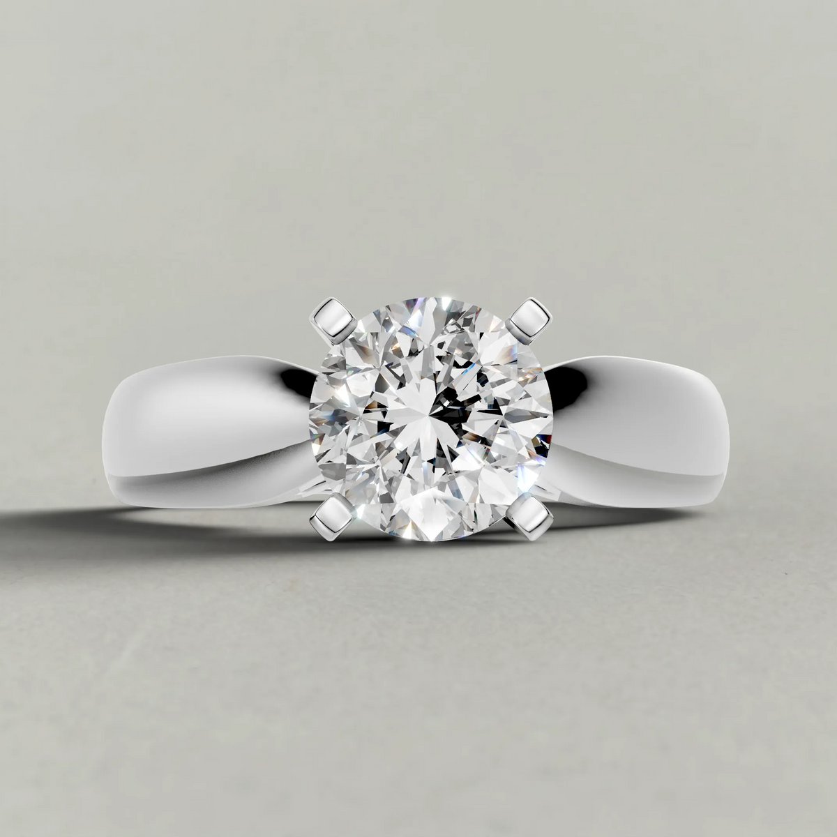 Sweeping Cathedral Solitaire Engagement Ring (3305) in White Gold zoomed in on diamond