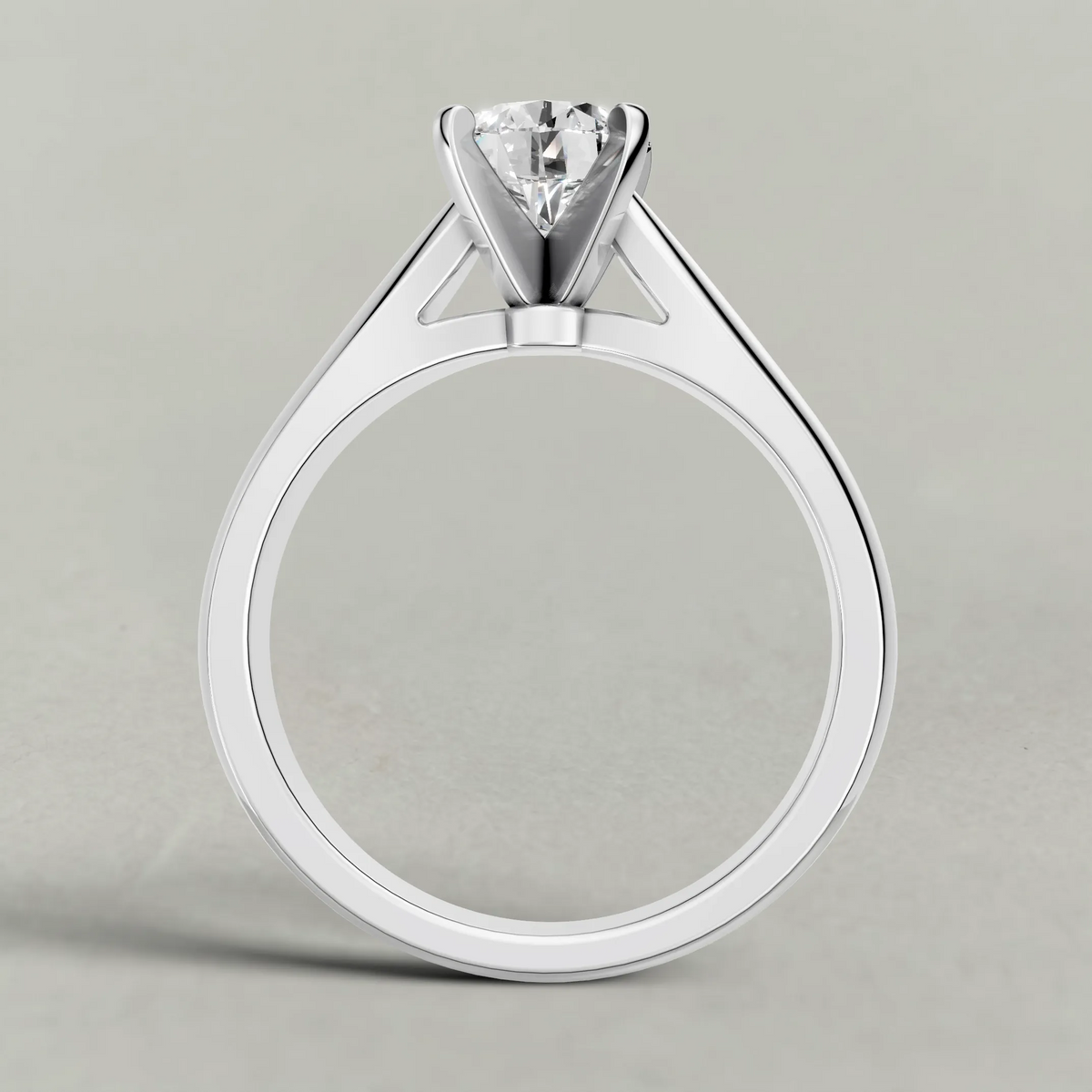 Sweeping Cathedral Solitaire Engagement Ring (3305) in White Gold from front angle