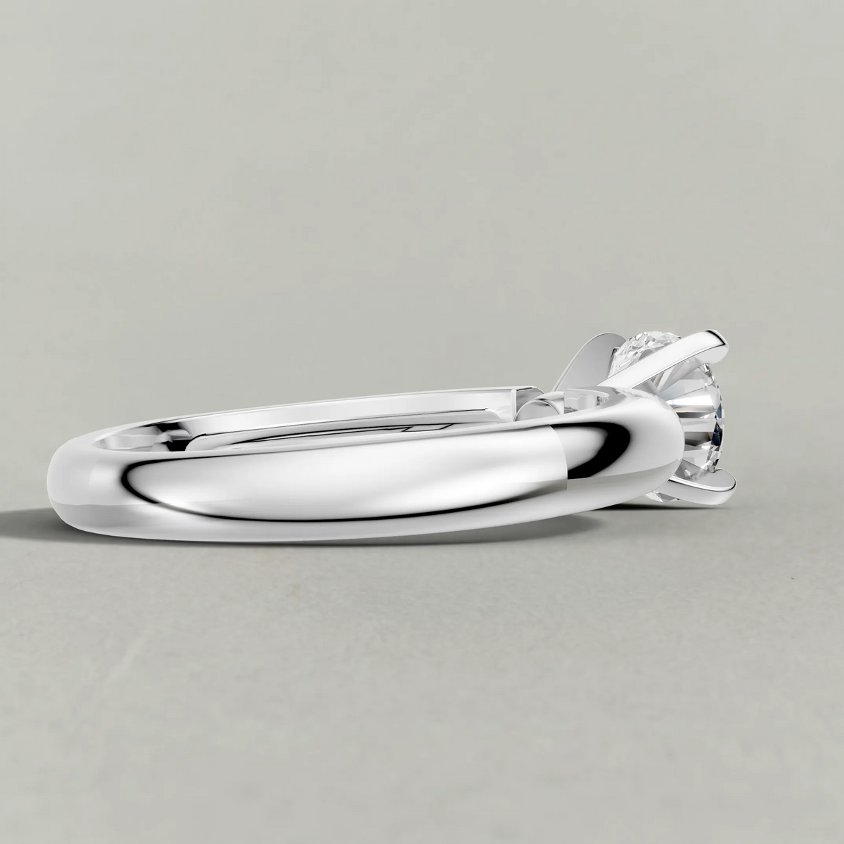 Wide Tapered Solitaire Engagement Ring (3808) in Platinum from back angle