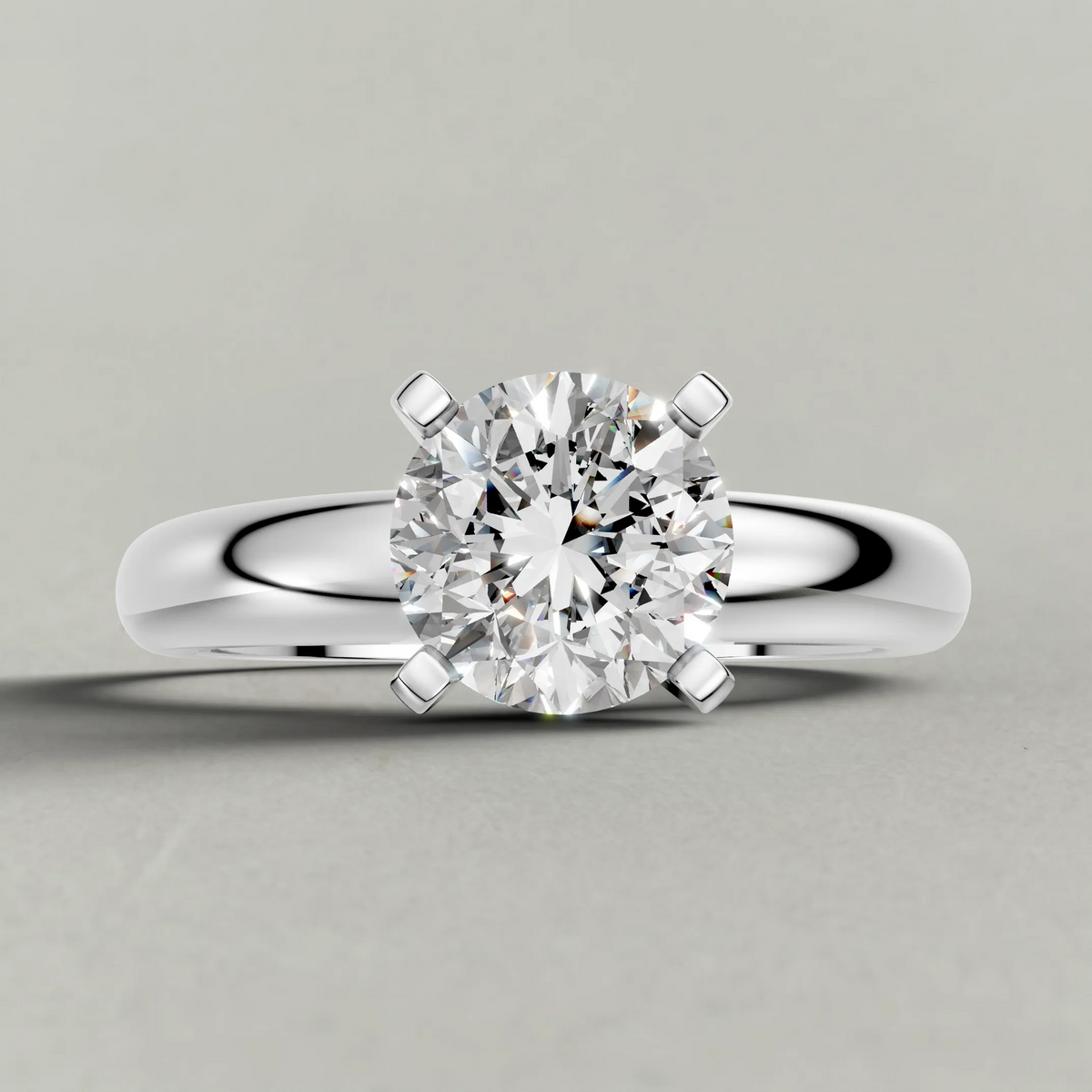 Wide Tapered Solitaire Engagement Ring (3808) in Platinum zoomed in on diamond