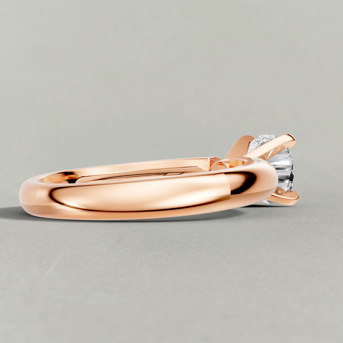 Wide Tapered Solitaire Engagement Ring (3808) in Rose Gold from back angle