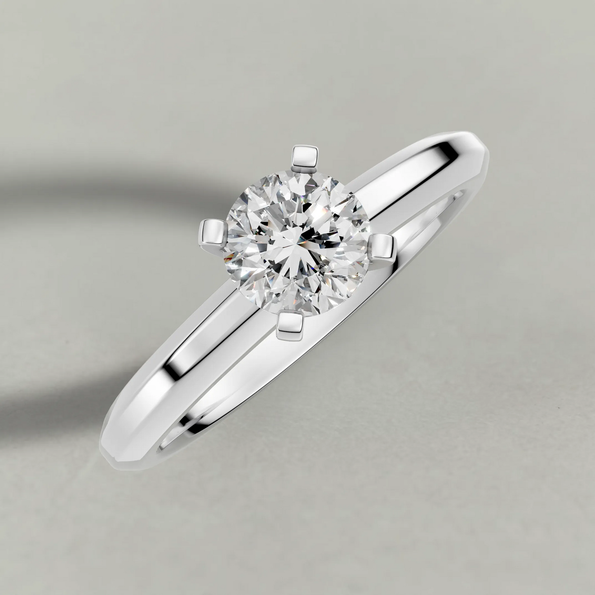 Slim Tapered Solitaire Engagement Ring (3840) in Platinum from top 3/4 angle