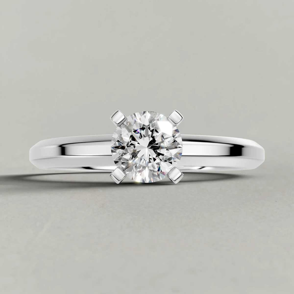 Slim Tapered Solitaire Engagement Ring (3840) in Platinum zoomed in on diamond