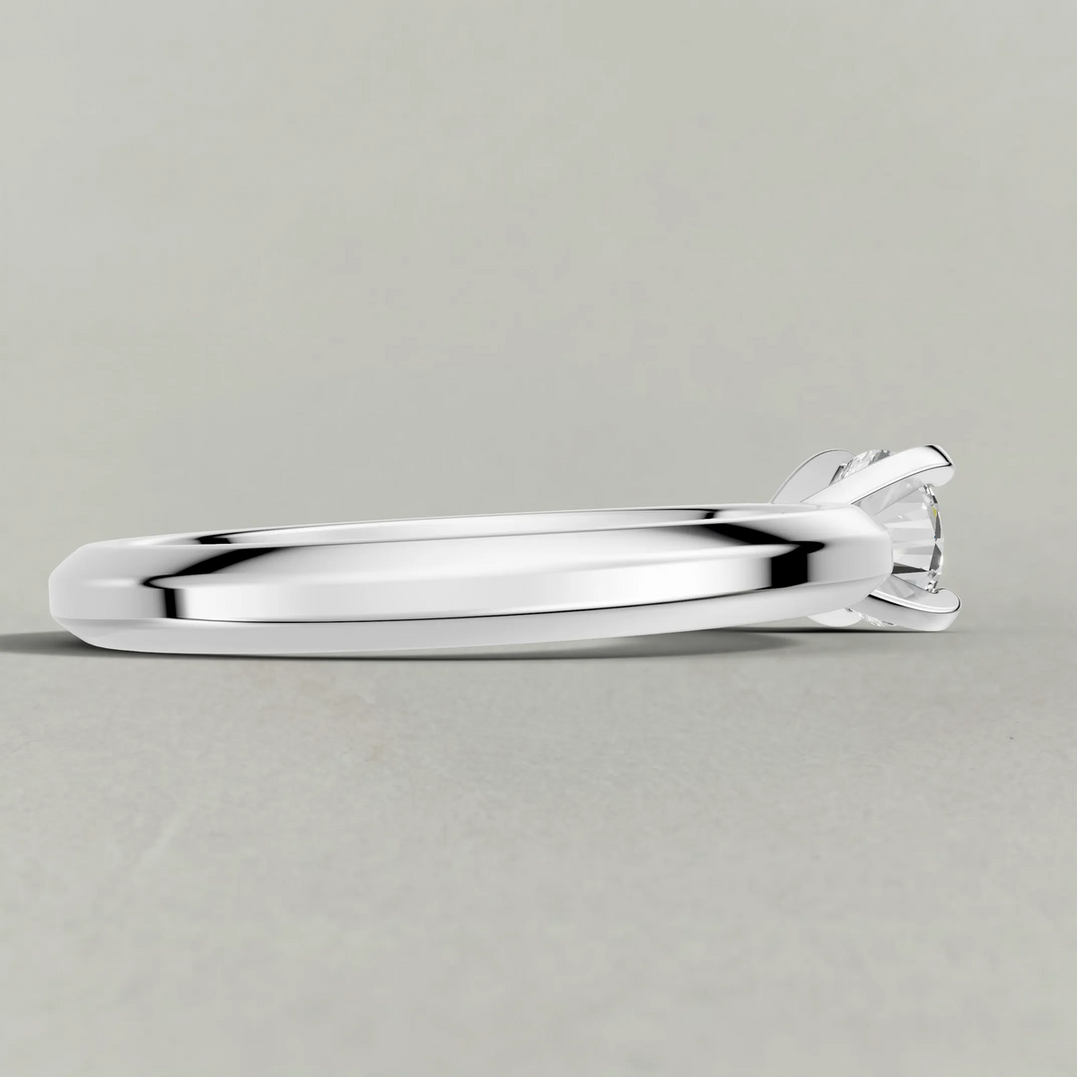 Slim Tapered Solitaire Engagement Ring (3840) in White Gold from back angle