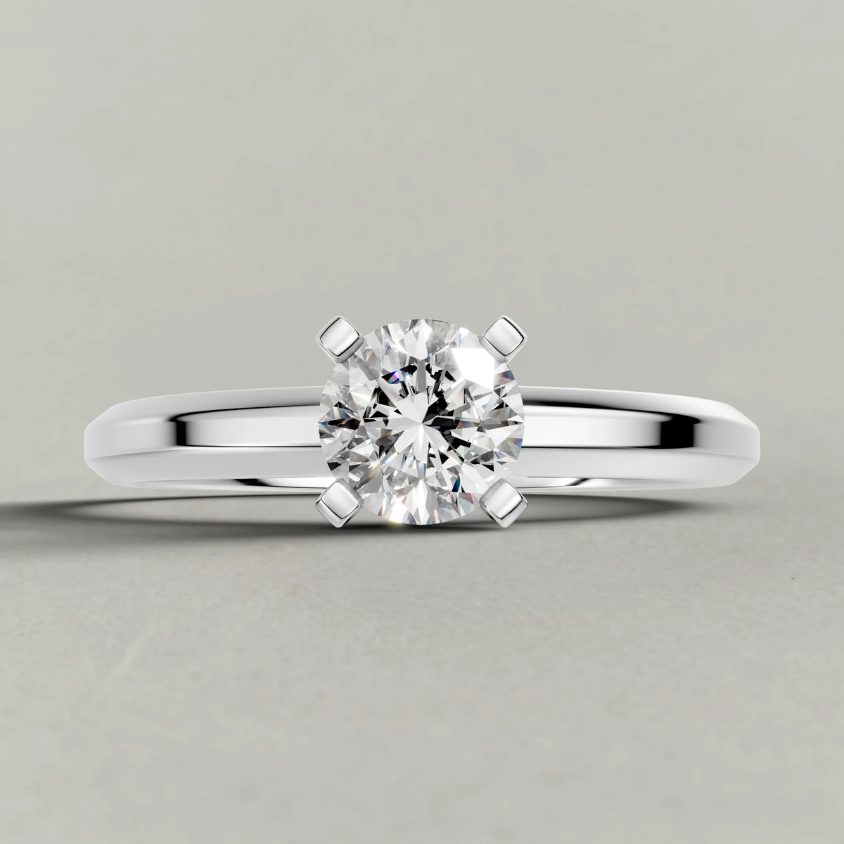 Slim Tapered Solitaire Engagement Ring (3840) in White Gold zoomed in on diamond