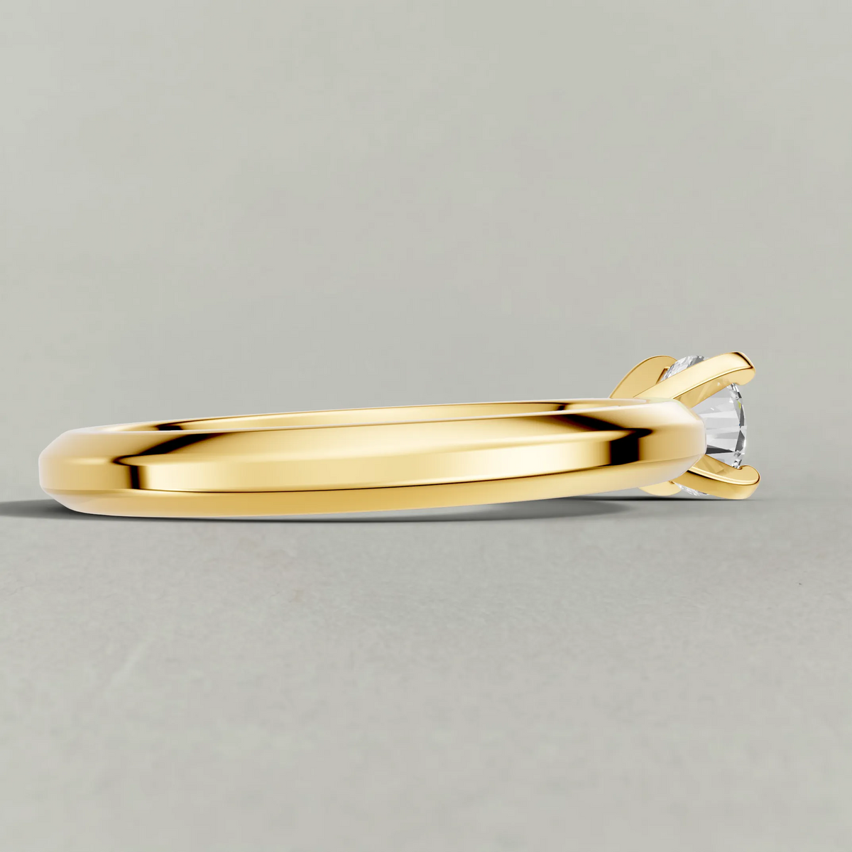 Slim Tapered Solitaire Engagement Ring (3840) in Yellow Gold from back angle
