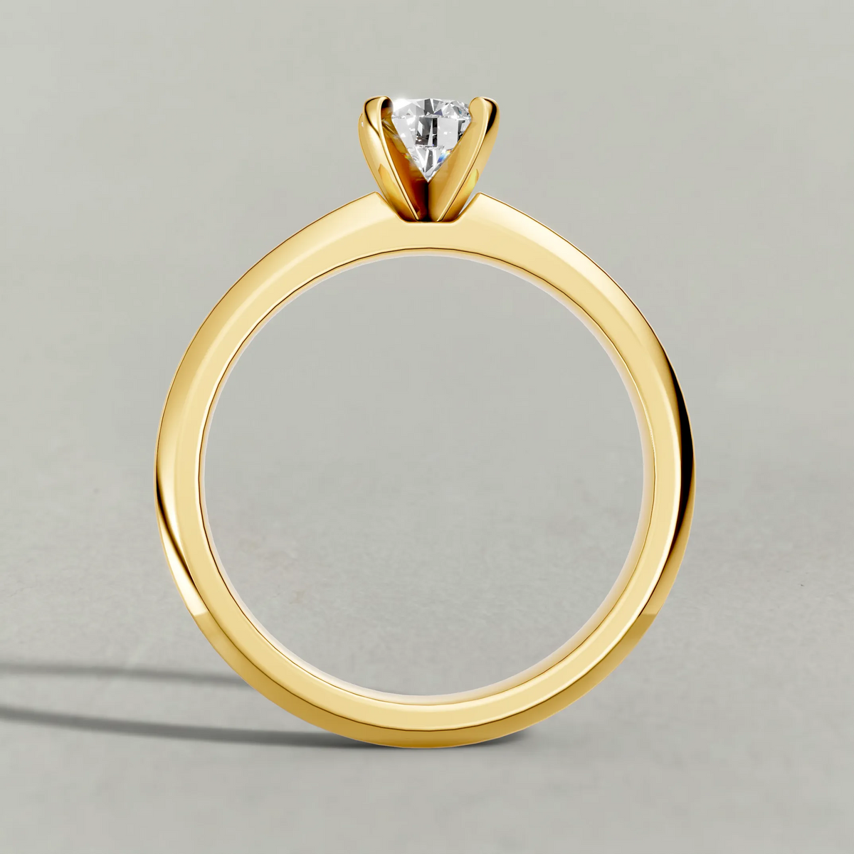 Slim Tapered Solitaire Engagement Ring (3840) in Yellow Gold from front angle