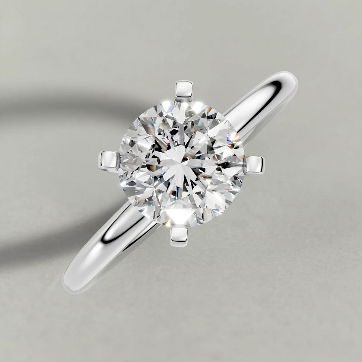 Petite Basket Solitaire Engagement Ring (3905) in White Gold from top 3/4 angle