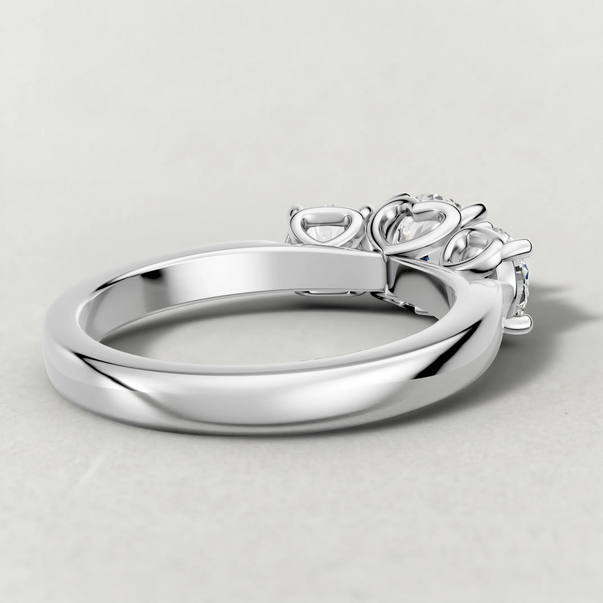 Three-Stone Side Diamond Engagement Ring (70673) in Platinum from back angle