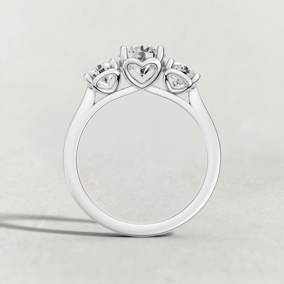 Three-Stone Side Diamond Engagement Ring (70673) in Platinum from front angle