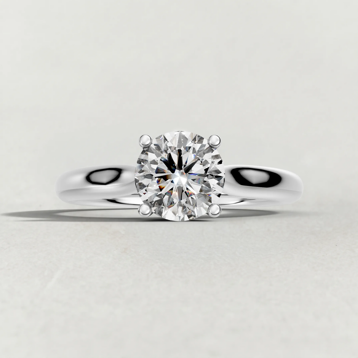 Tapered Four-Prong Solitaire Engagement Ring (70686) in Platinum zoomed in on diamond