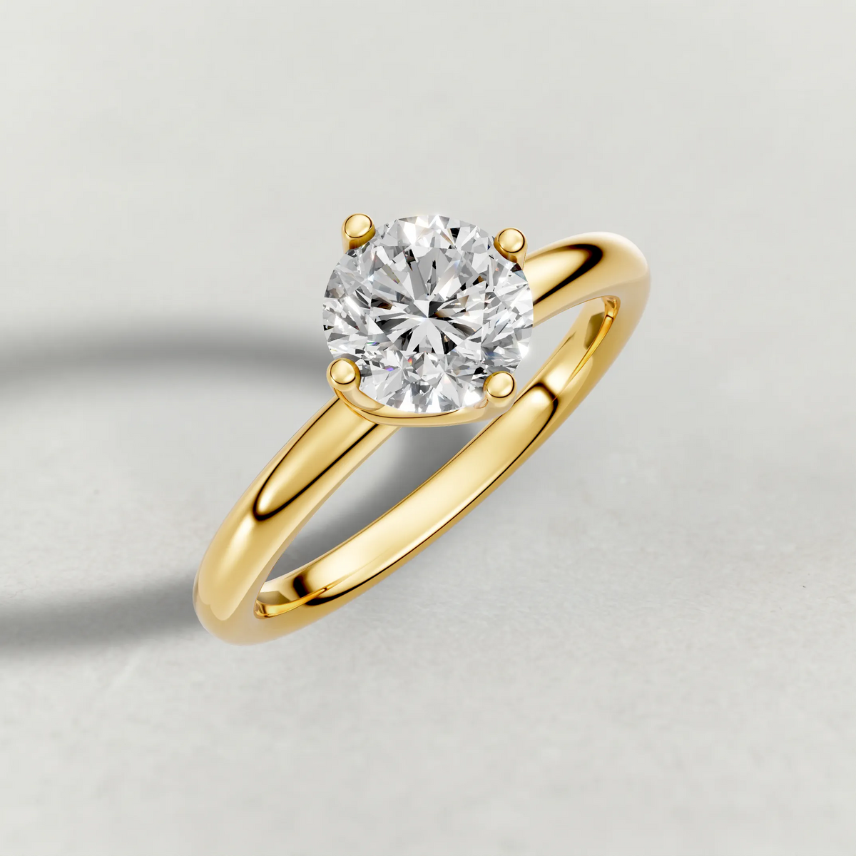 Compass-Set Solitaire Engagement Ring (70690) in Yellow Gold from top 3/4 angle