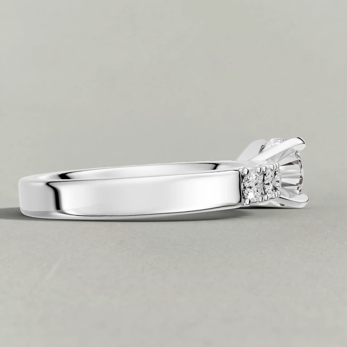 U-Prong Diamond Shoulder Engagement Ring (70695) in White Gold from back angle