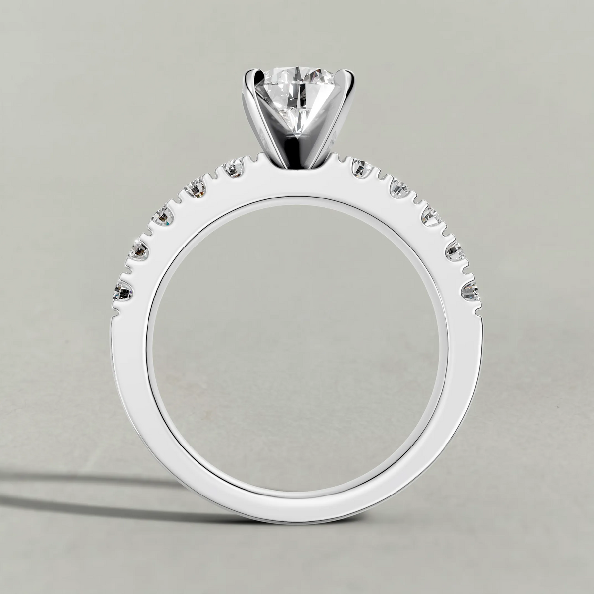 U-Prong Diamond Shoulder Engagement Ring (70695) in White Gold from front angle