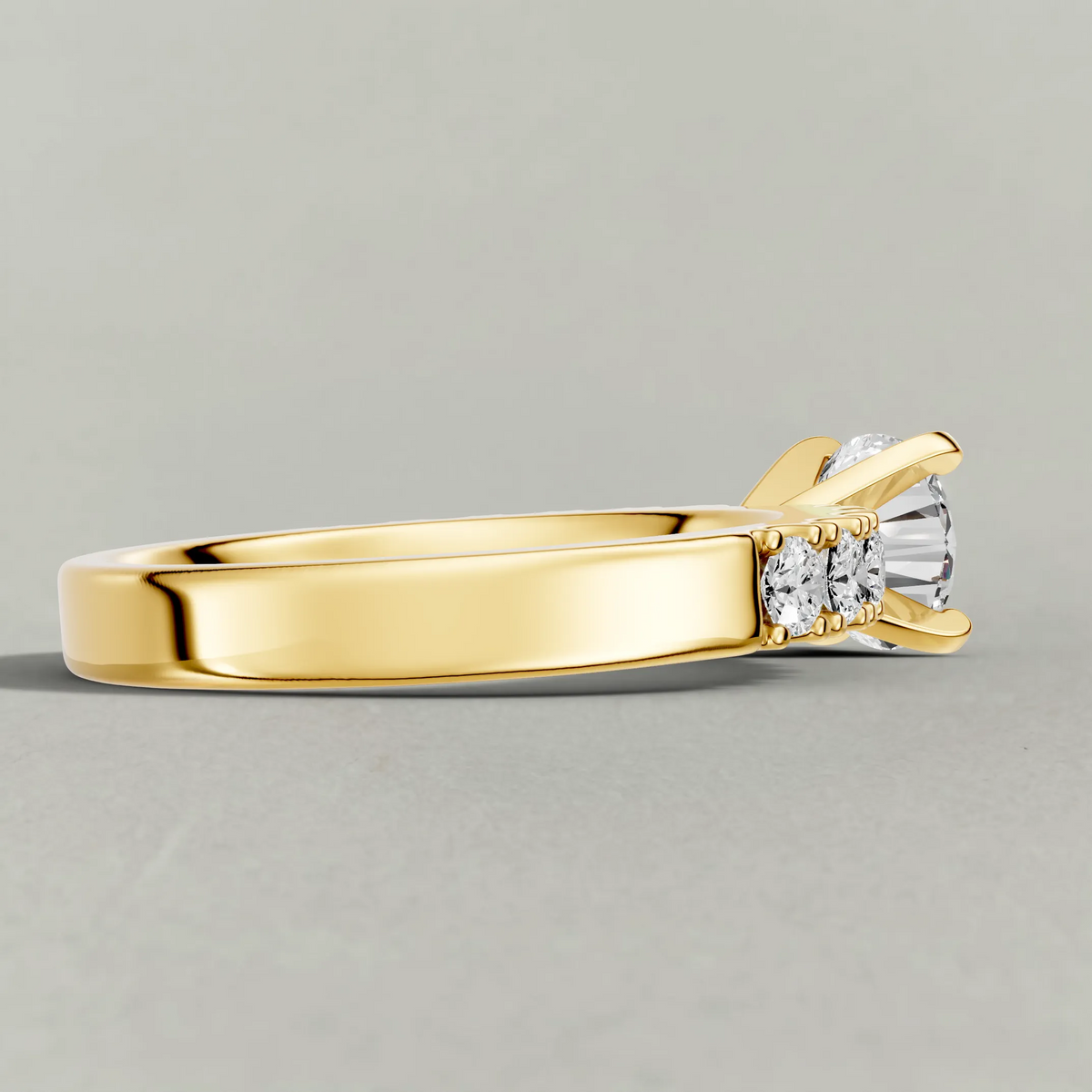 U-Prong Diamond Shoulder Engagement Ring (70695) in Yellow Gold from back angle