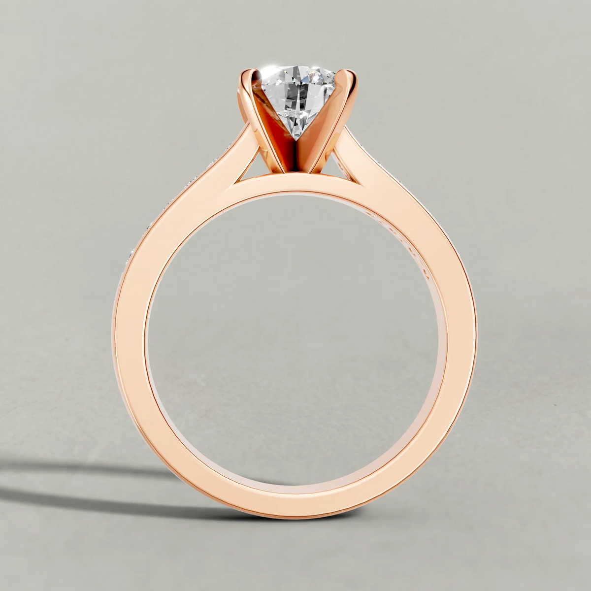 Channel-Set Engagement Ring (70809) in Rose Gold from front angle