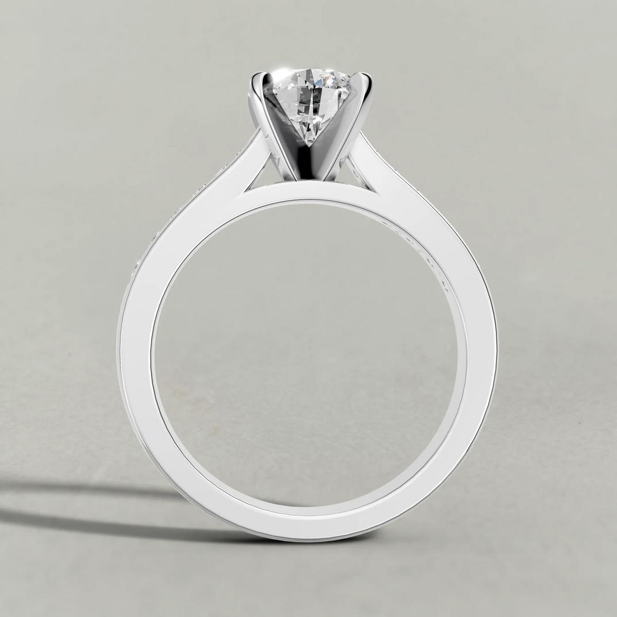 Channel-Set Engagement Ring (70809) in White Gold from front angle