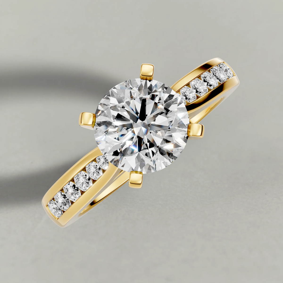 Channel-Set Engagement Ring (70809) in Yellow Gold from top 3/4 angle