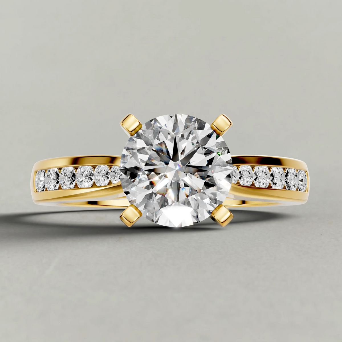 Channel-Set Engagement Ring (70809) in Yellow Gold zoomed in on diamond