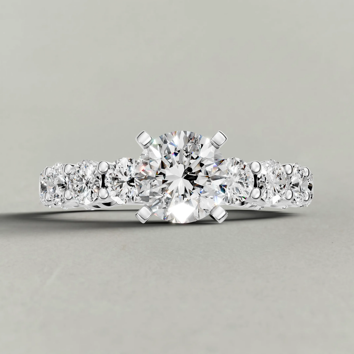 Graduated Diamond Band Engagement Ring (70856) in Platinum zoomed in on diamond