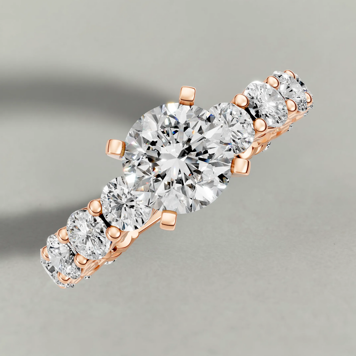 Graduated Diamond Band Engagement Ring (70856) in Rose Gold from top 3/4 angle