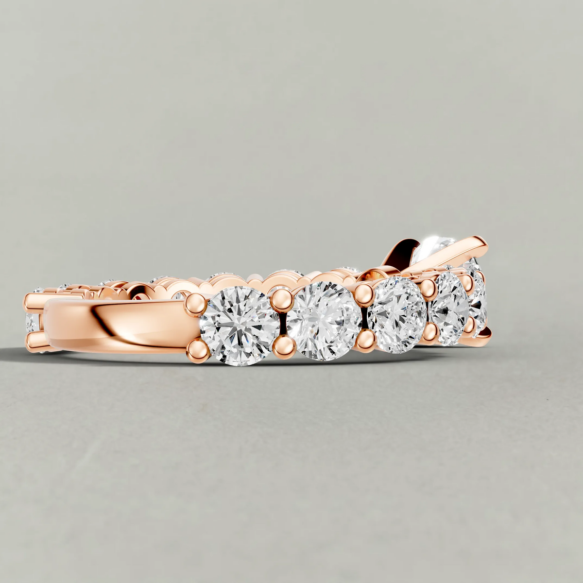 Graduated Diamond Band Engagement Ring (70856) in Rose Gold from back angle