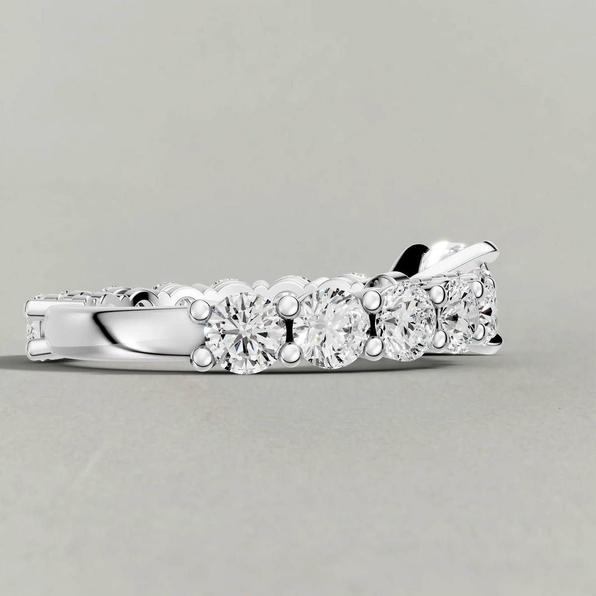 Graduated Diamond Band Engagement Ring (70856) in White Gold from back angle