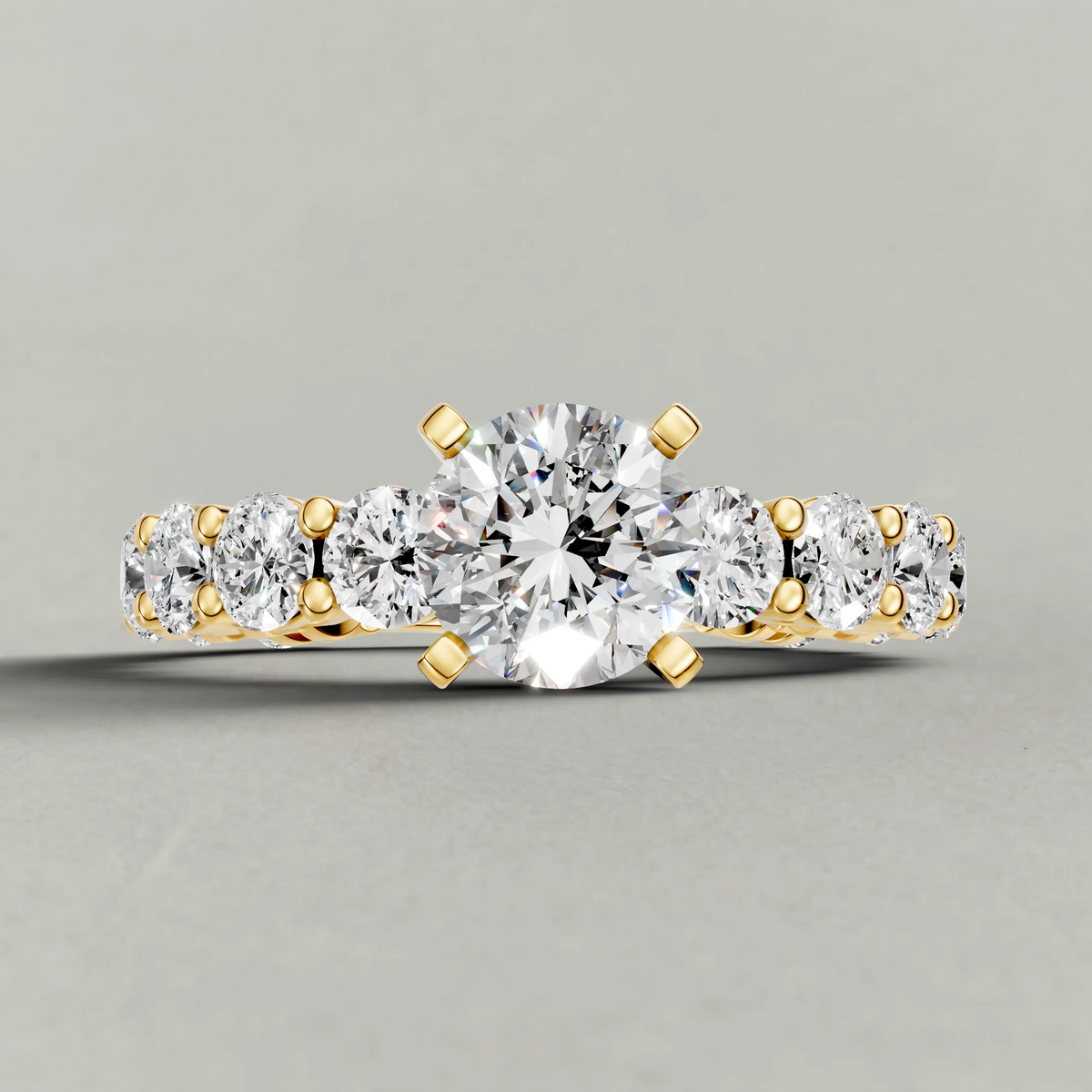 Graduated Diamond Band Engagement Ring (70856) in Yellow Gold zoomed in on diamond