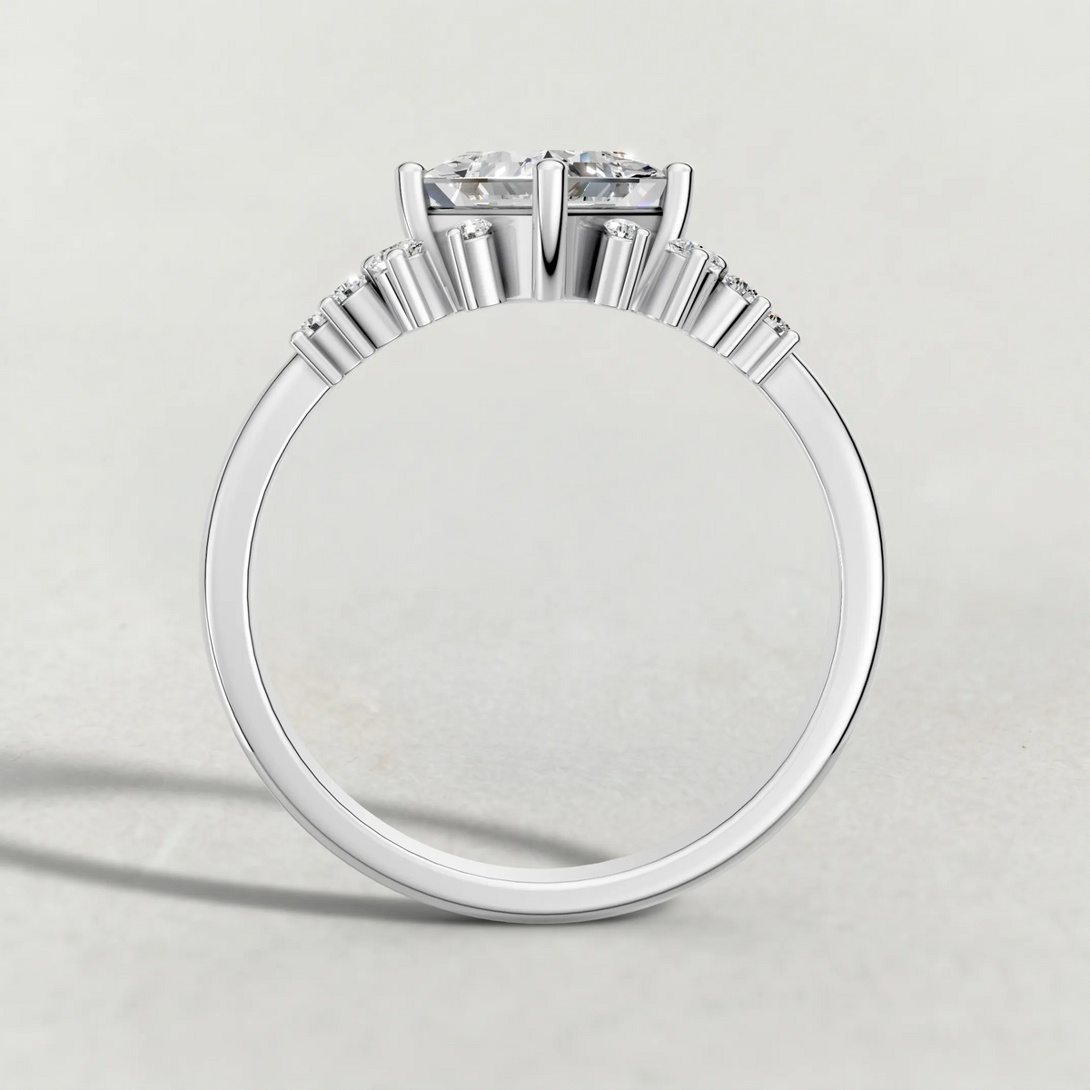 Compass-Set Multi-Stone Engagement Ring (70868) in Platinum from front angle
