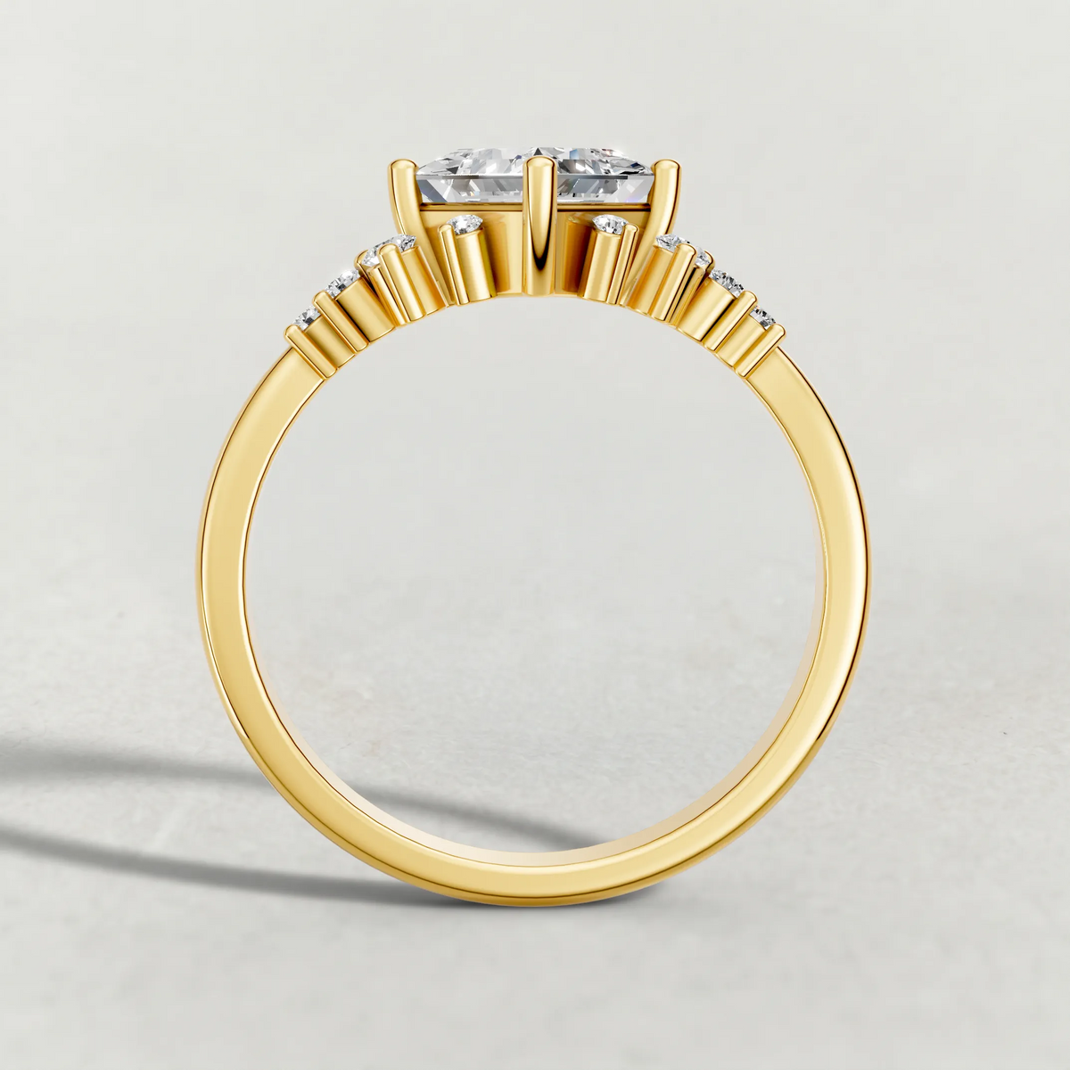 Compass-Set Multi-Stone Engagement Ring (70868) in Yellow Gold from front angle