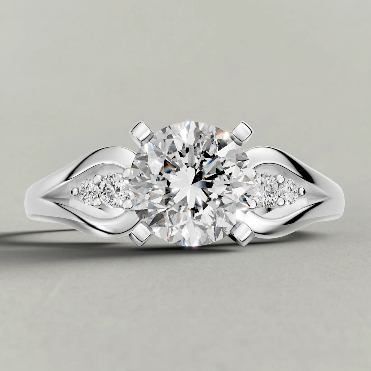 Double Halo Split-Shank Engagement Ring (70873) in Platinum zoomed in on diamond