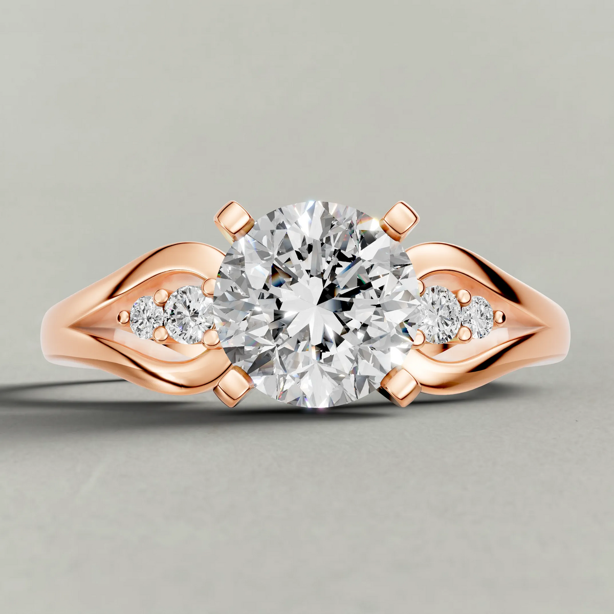 Double Halo Split-Shank Engagement Ring (70873) in Rose Gold zoomed in on diamond