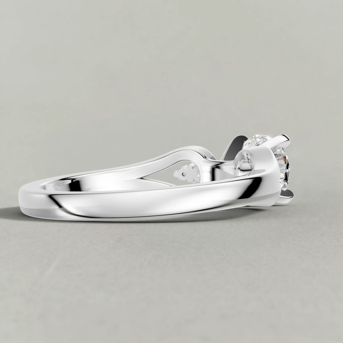 Double Halo Split-Shank Engagement Ring (70873) in White Gold from back angle