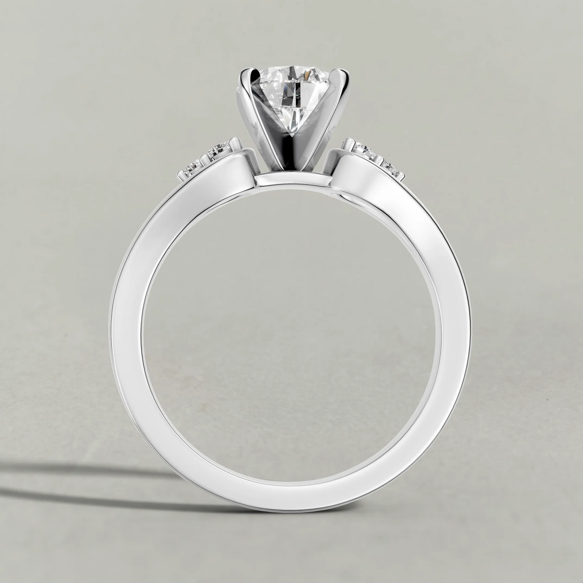 Double Halo Split-Shank Engagement Ring (70873) in White Gold from front angle