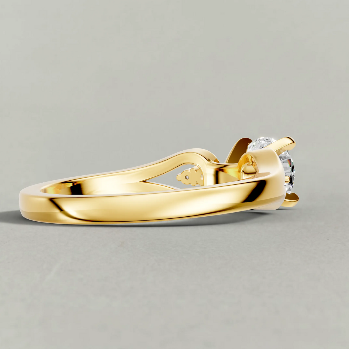 Double Halo Split-Shank Engagement Ring (70873) in Yellow Gold from back angle