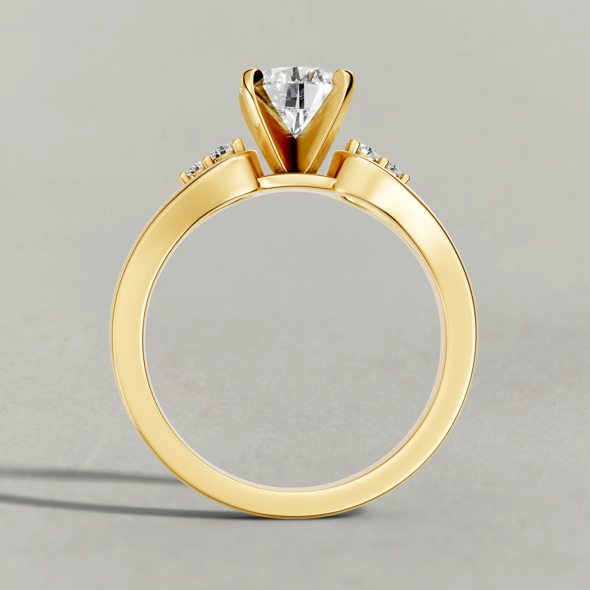 Double Halo Split-Shank Engagement Ring (70873) in Yellow Gold from front angle