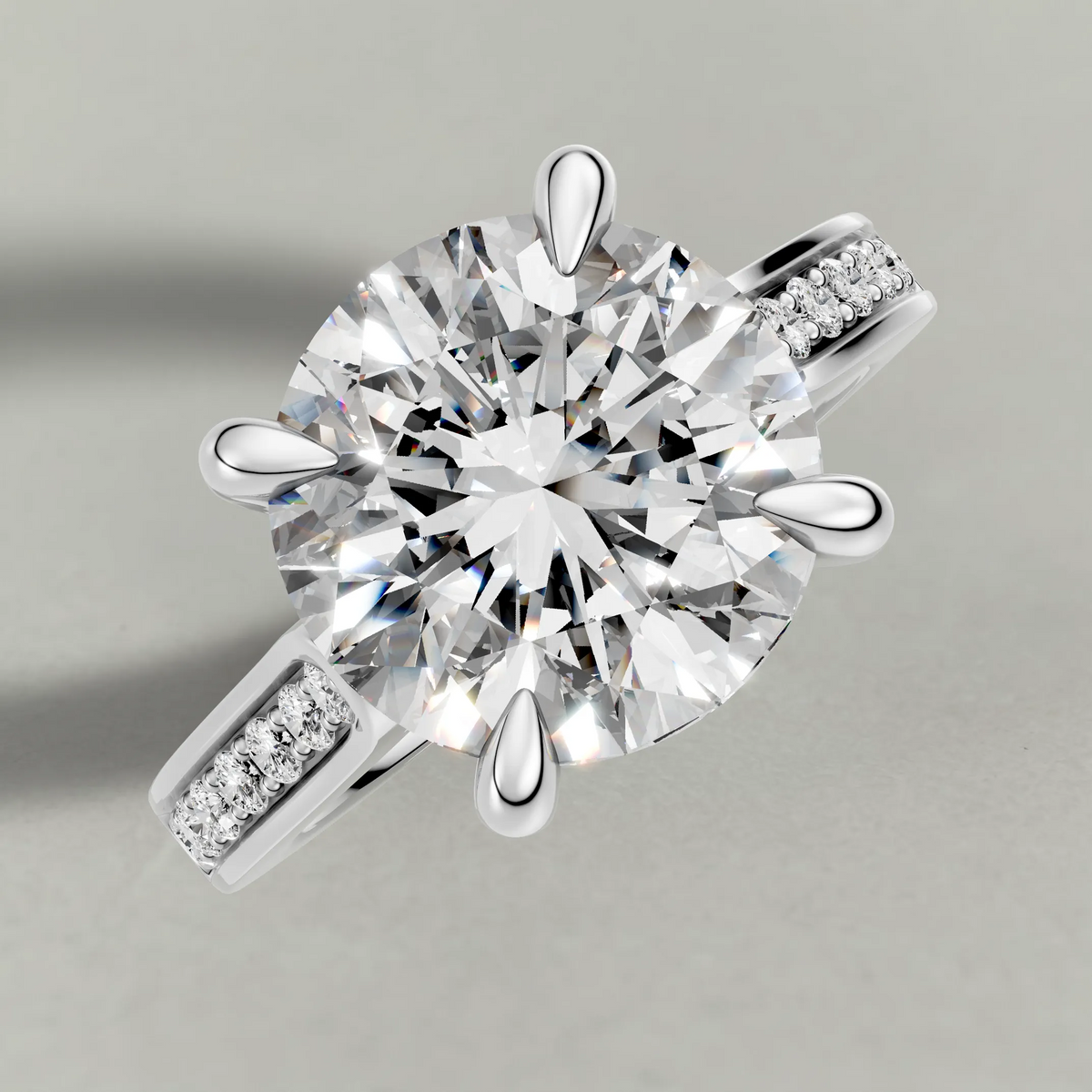 Recessed Diamond Shoulder Solitaire Engagement Ring (70882) in White Gold from top 3/4 angle