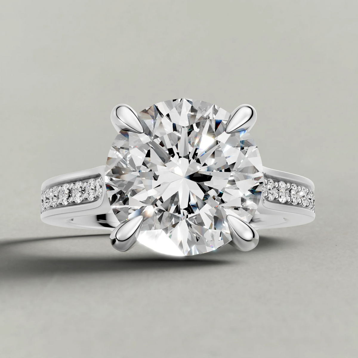 Recessed Diamond Shoulder Solitaire Engagement Ring (70882) in White Gold zoomed in on diamond