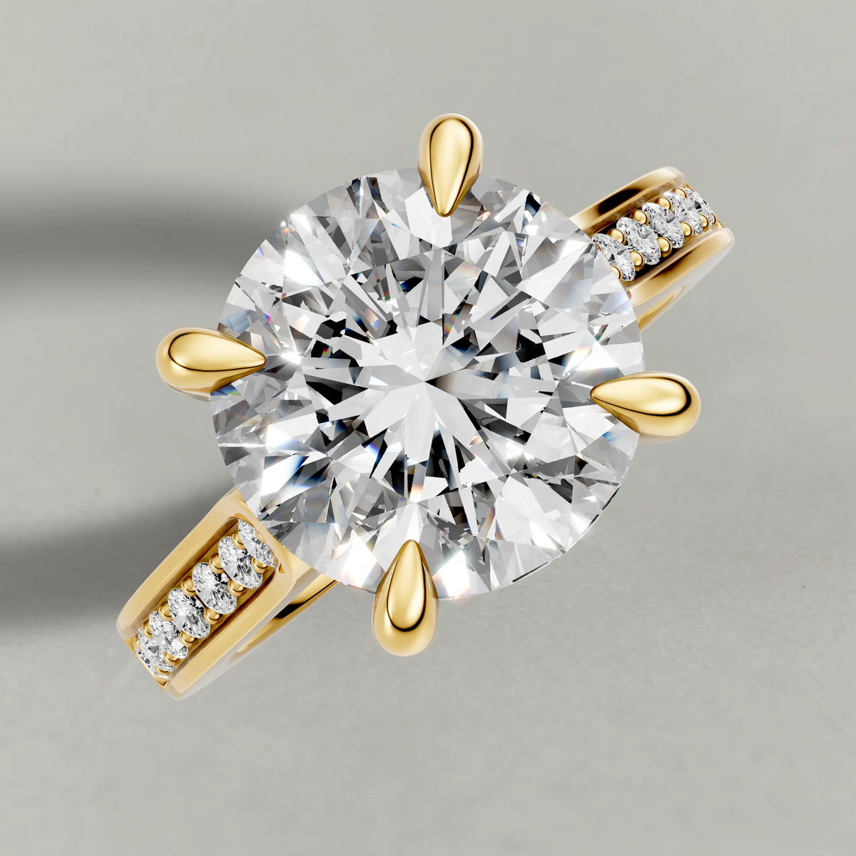 Recessed Diamond Shoulder Solitaire Engagement Ring (70882) in Yellow Gold from top 3/4 angle