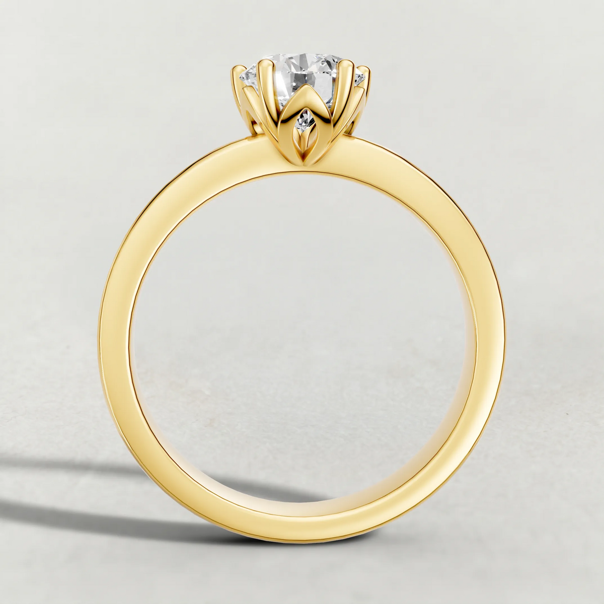 Delicate Pavé Shoulder Solitaire Engagement Ring (70887) in Yellow Gold from front angle