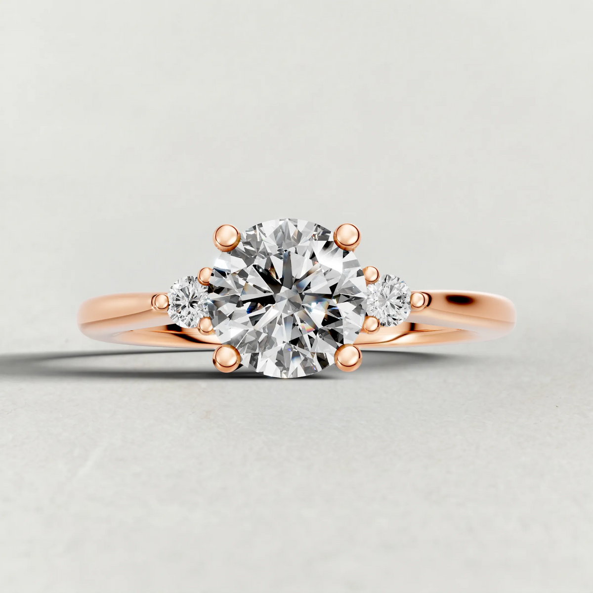 Diamond Accent Shoulder Solitaire Engagement Ring (70934) in Rose Gold zoomed in on diamond