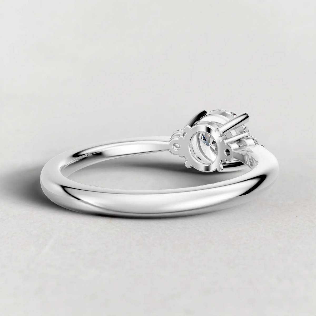 Diamond Accent Shoulder Solitaire Engagement Ring (70934) in White Gold from back angle