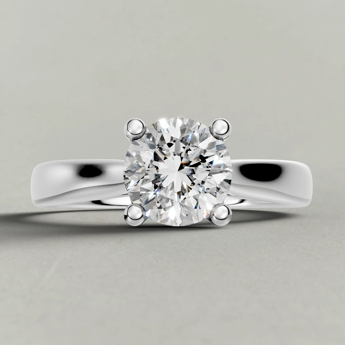 Forked Shoulder Solitaire Engagement Ring (70980) in Platinum zoomed in on diamond