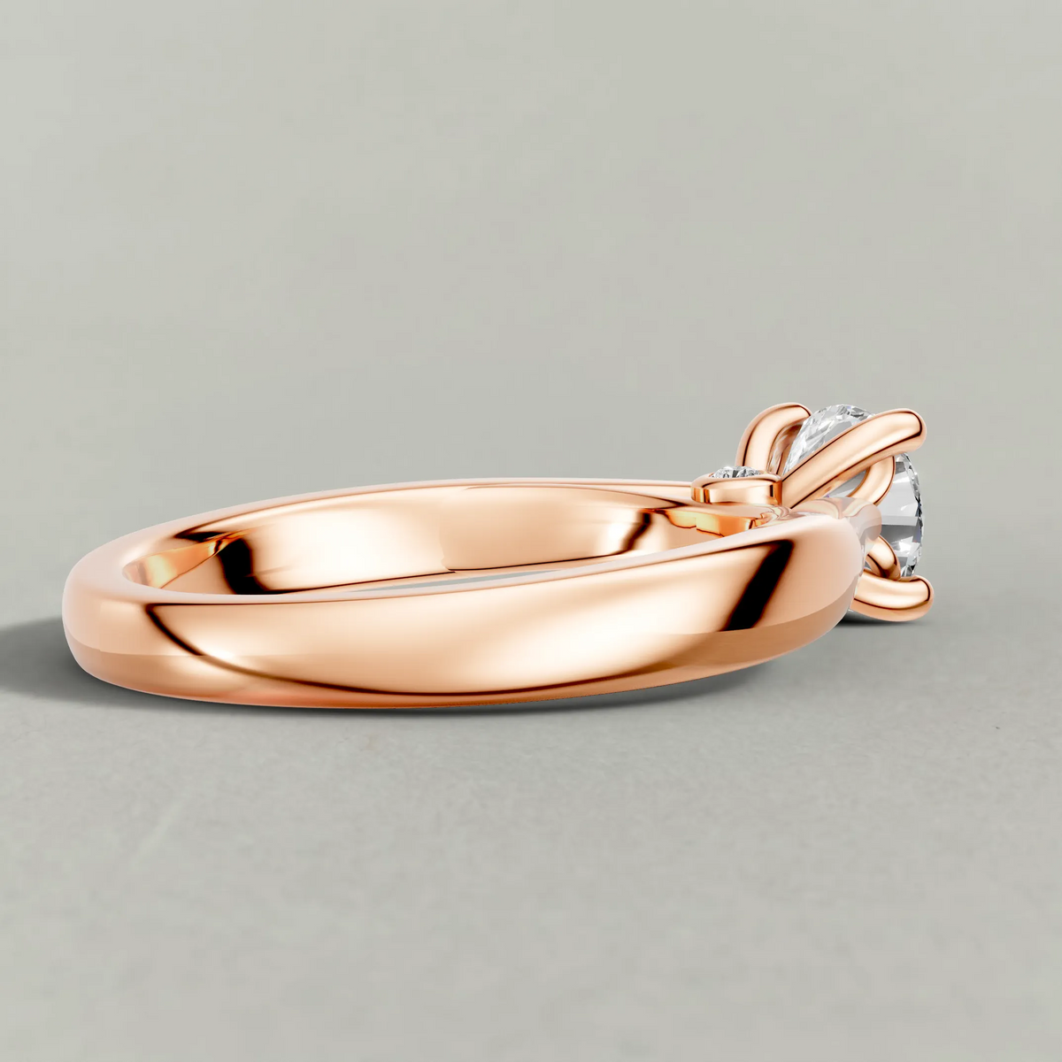 Forked Shoulder Solitaire Engagement Ring (70980) in Rose Gold from back angle